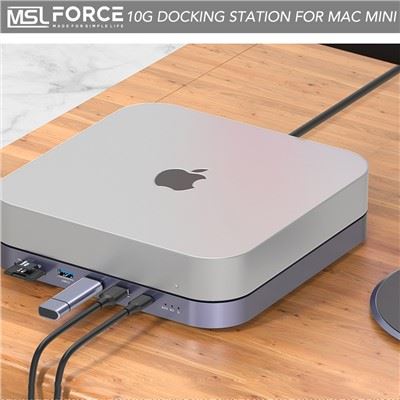 Chaw nres tsheb Docking Rau M1 Mac Mini 2021 USB3.2 Nrog HDD SDD Enclosure, 9 IN 1 Chaw Nres Tsheb