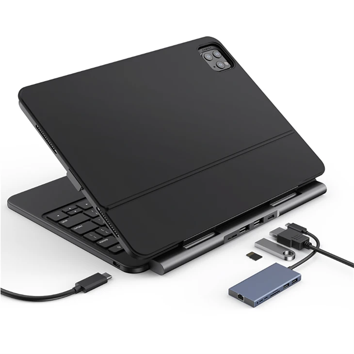 Detachable IPad Case Nrog USB C HUB Card nyeem ntawv